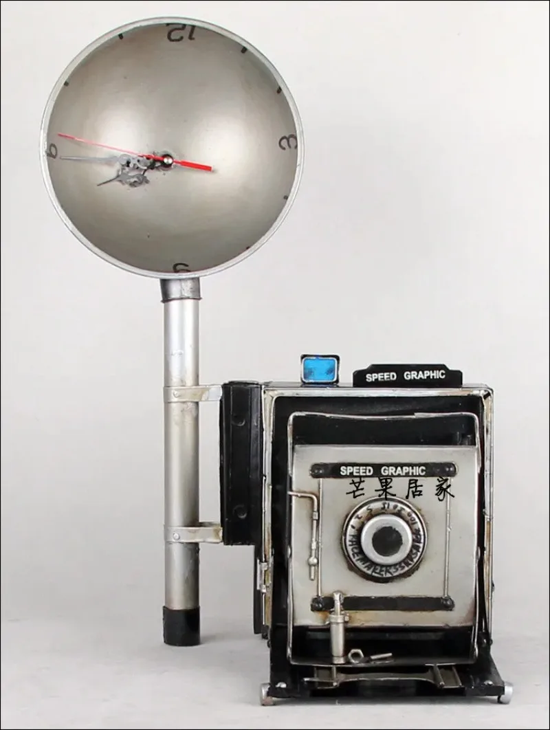 

Vintage camera, handmade wrought iron model, bar and coffee house decoration, ornaments, studio props