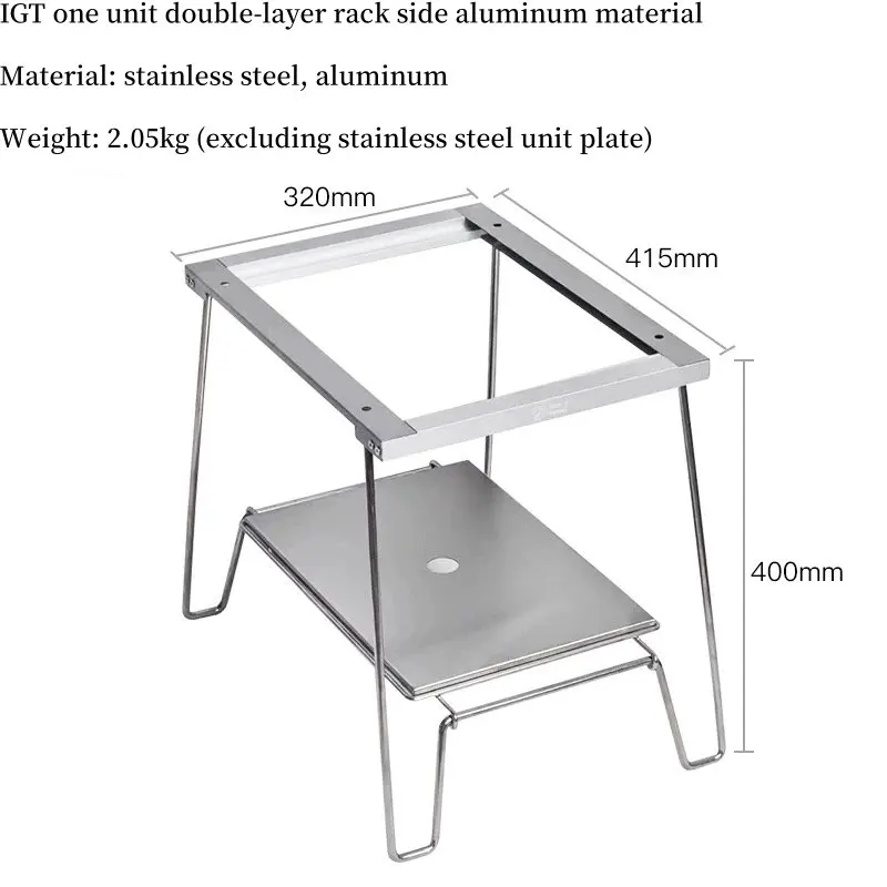 Camping IGT Double Deck Brazier Table Aluminum Alloy Unit Stove Table Outdoor Lightweight Desk Folding Table for Tourist Picnic