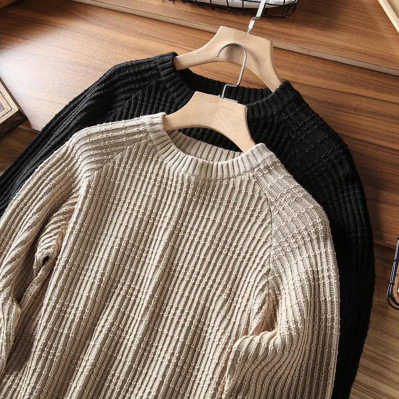 

Autumn Winter New Sle Men's Color round Ne Pullover Sweater Casual Slim Fit Knitted irt Korean Faion Basic Layer