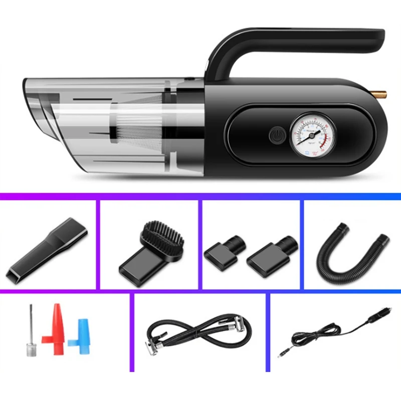 Handheld Vacuum Cleaner With LED Light,Multifuctional Cleaner With Tire Pressure Monitoring Inflation Easy To Clean