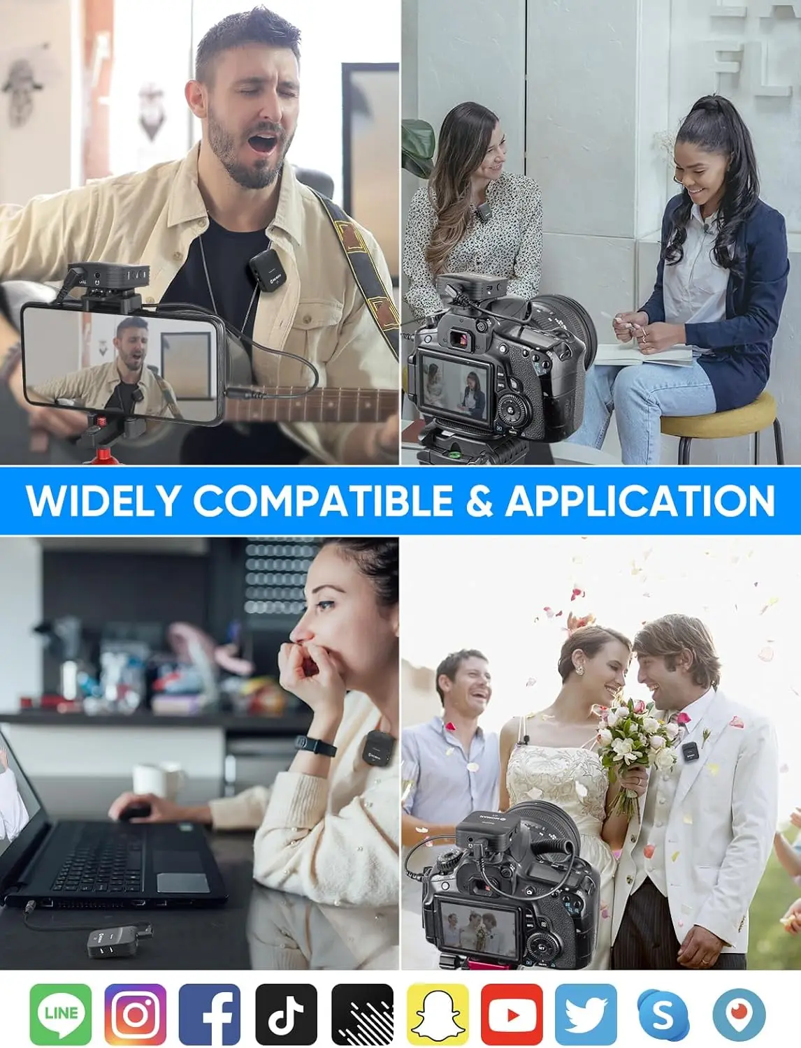 ميكروفون Moman اللاسلكي Lavalier 2.4 جيجا هرتز نظام ميكروفون لاسلكي مدمج لإلغاء الضوضاء وعمر بطارية 8 ساعات