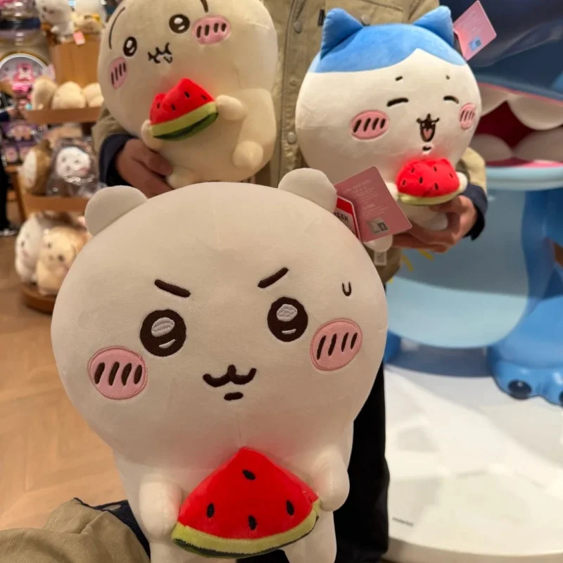 Neue echte Chiikawa Kranz & Wassermelone Serie Plüschpuppen Kawaii Umhängetasche Cartoon weiche Heimdekoration Geburtstagsgeschenke