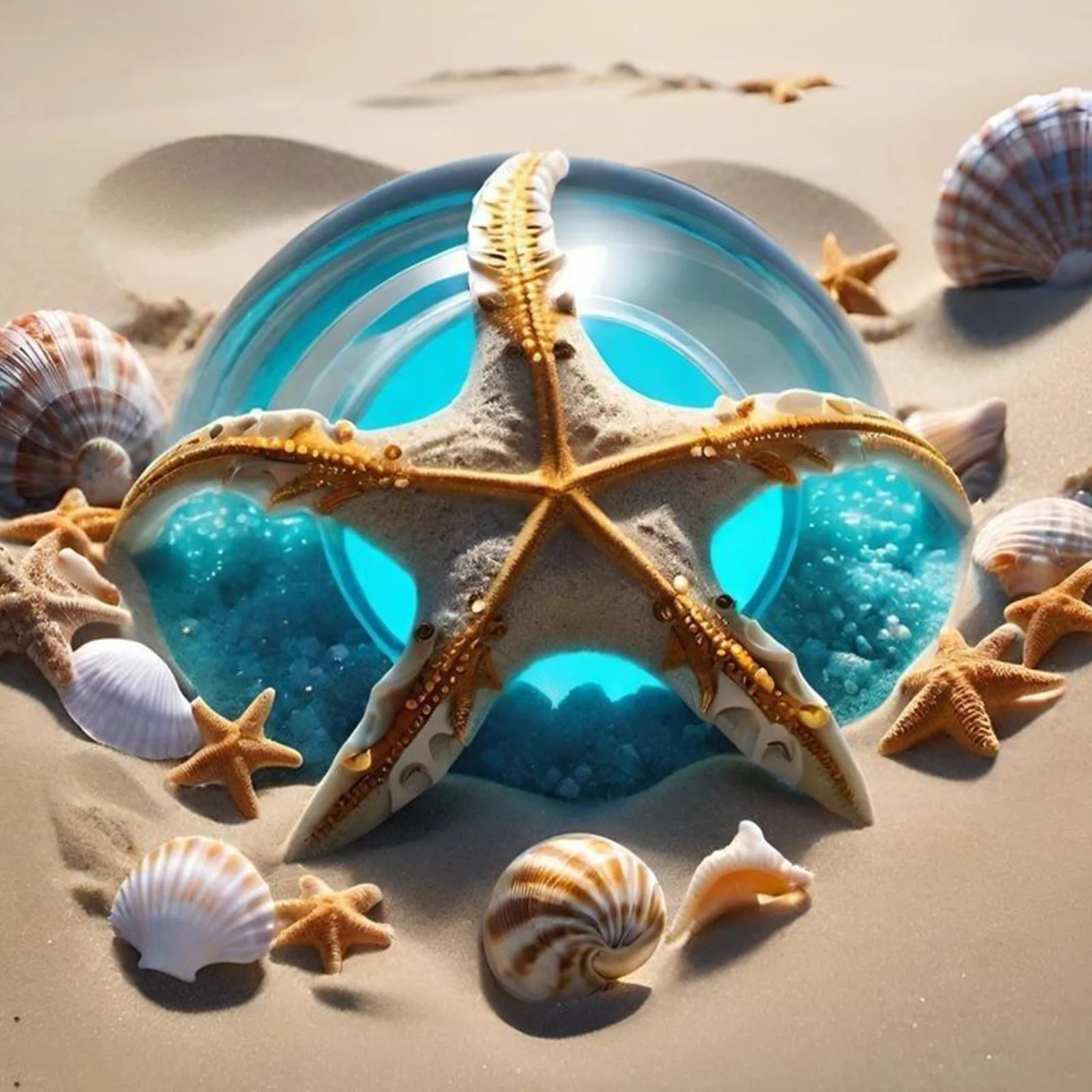 

5D starfish Diamond Painting Kit – Easy DIY Round Gem Art, Engaging Craft, 40 * 40cm/15.75 * 15.75in Home Decor