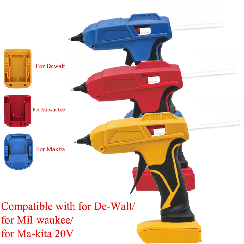Wireless Hot Glue Gun with 7/11mm Glue Sticks Compatible with For Makita/DeWalt/Milwaukee 20V Lithium Batteries DIY Power Tools