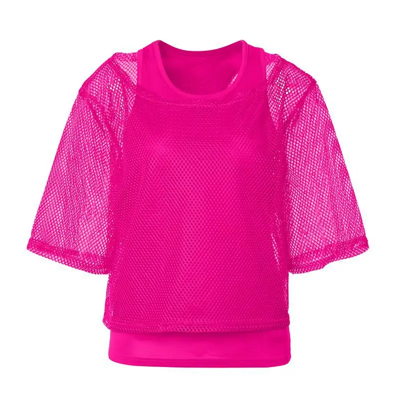 

Винтажный сетчатый комплект 1980-х годов: топ-майка и футболка для вечеринок