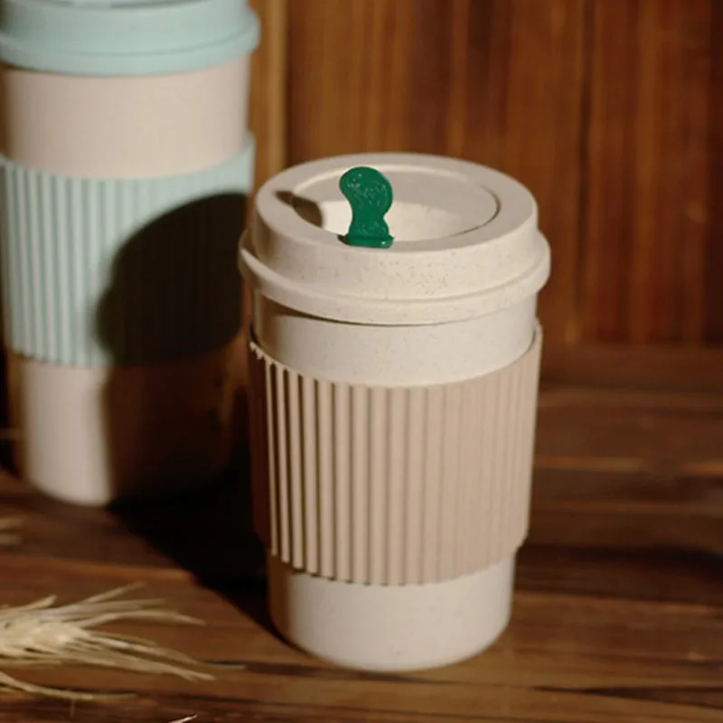 350/450/550ml Wheat Straw Coffee Cup Portable High Temperature Resistant Water Cup With Lid Reusable Eco-Friendly Travel Mug