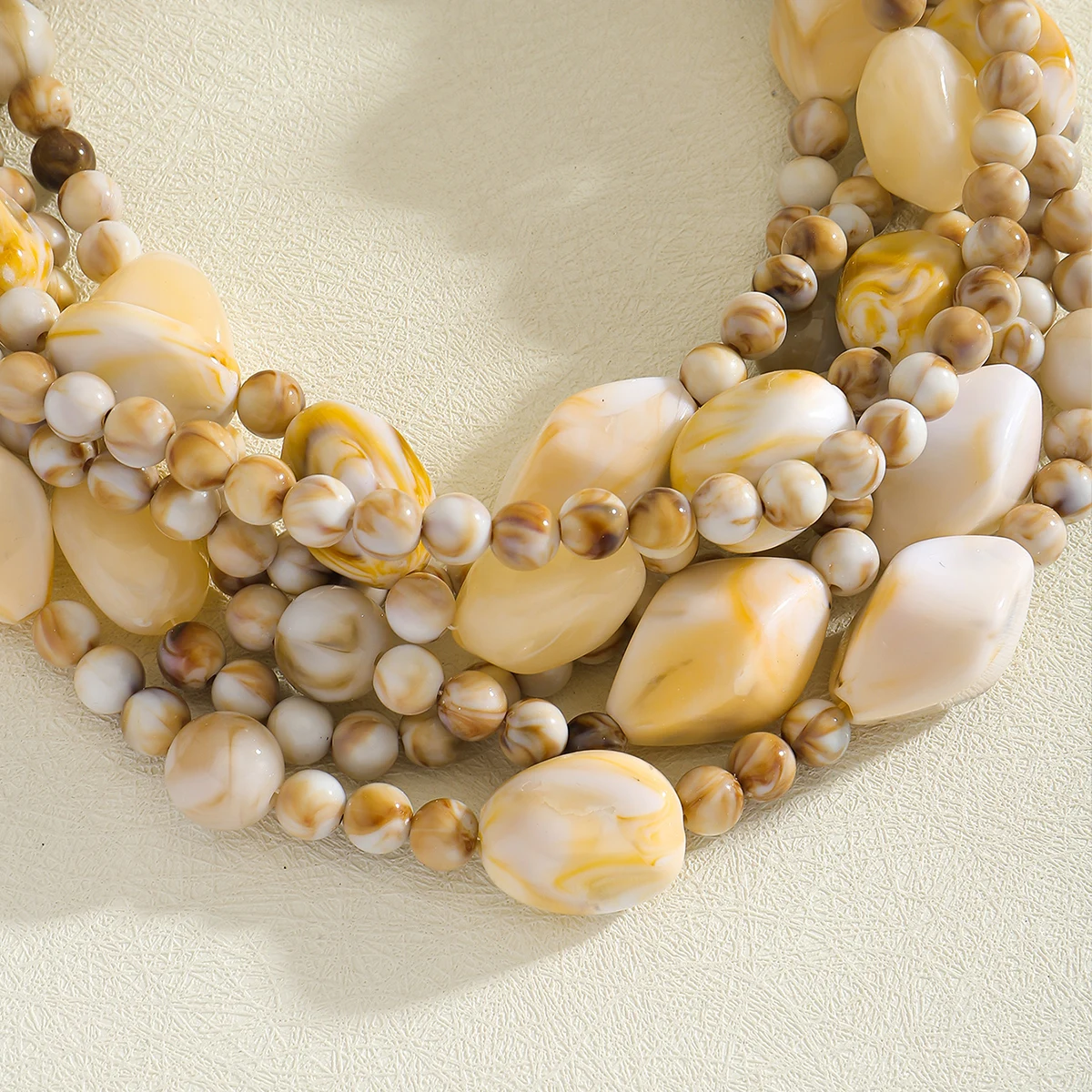 Bohemia Multilayer Colorful Beaded Charm Necklace For Women,Handmade Statement Clavicle Chain,Elegant Resin Beads Neck Jewelry