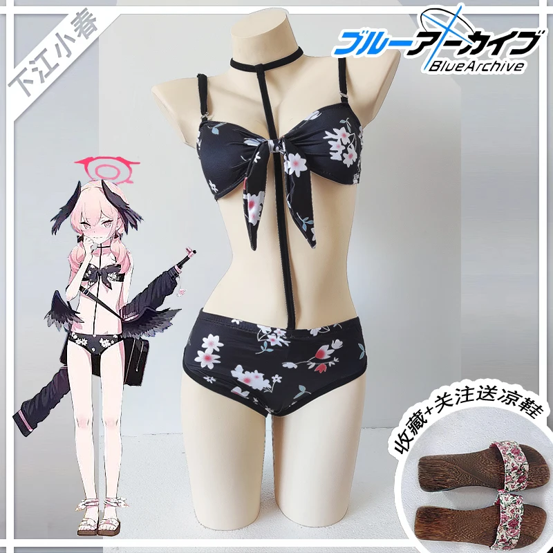 

The Blue Archive Cos Shimoe Koharu Cosplay Sexy swimwear floral print Casual Summer Female Costume swimsuit A