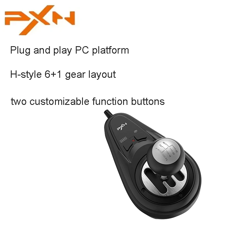 PXN-A7 Racing Game Gear Shifter, Plug & Play, Multi-Interface, H-Pattern 6+1 Speed, Push Reverse Gear