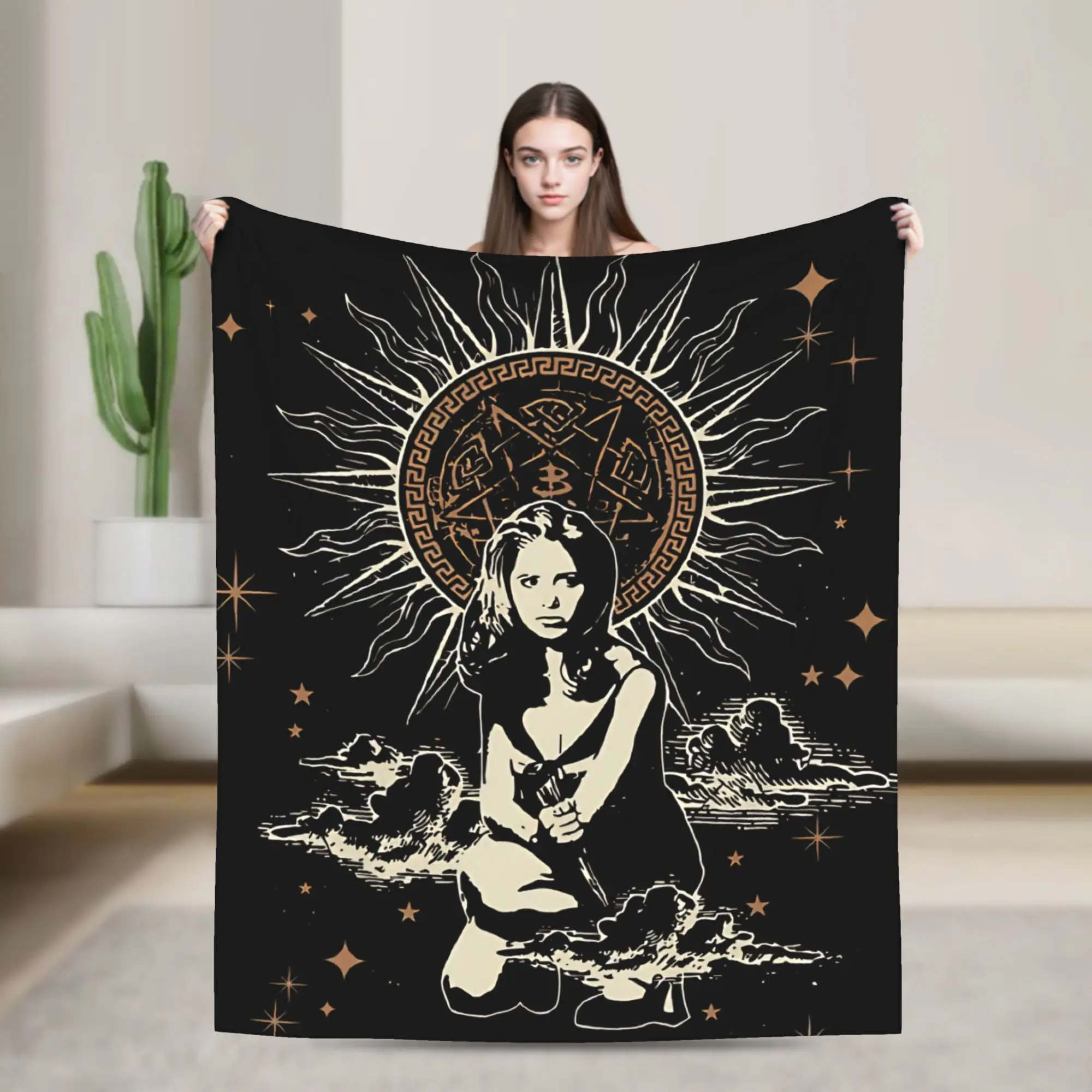 Buffy The Vampire Slayer Vintage Fleece Blankets  Funny Throw Blanket for Bed Sofa Couch 150*125cm Plush Thin Quilt