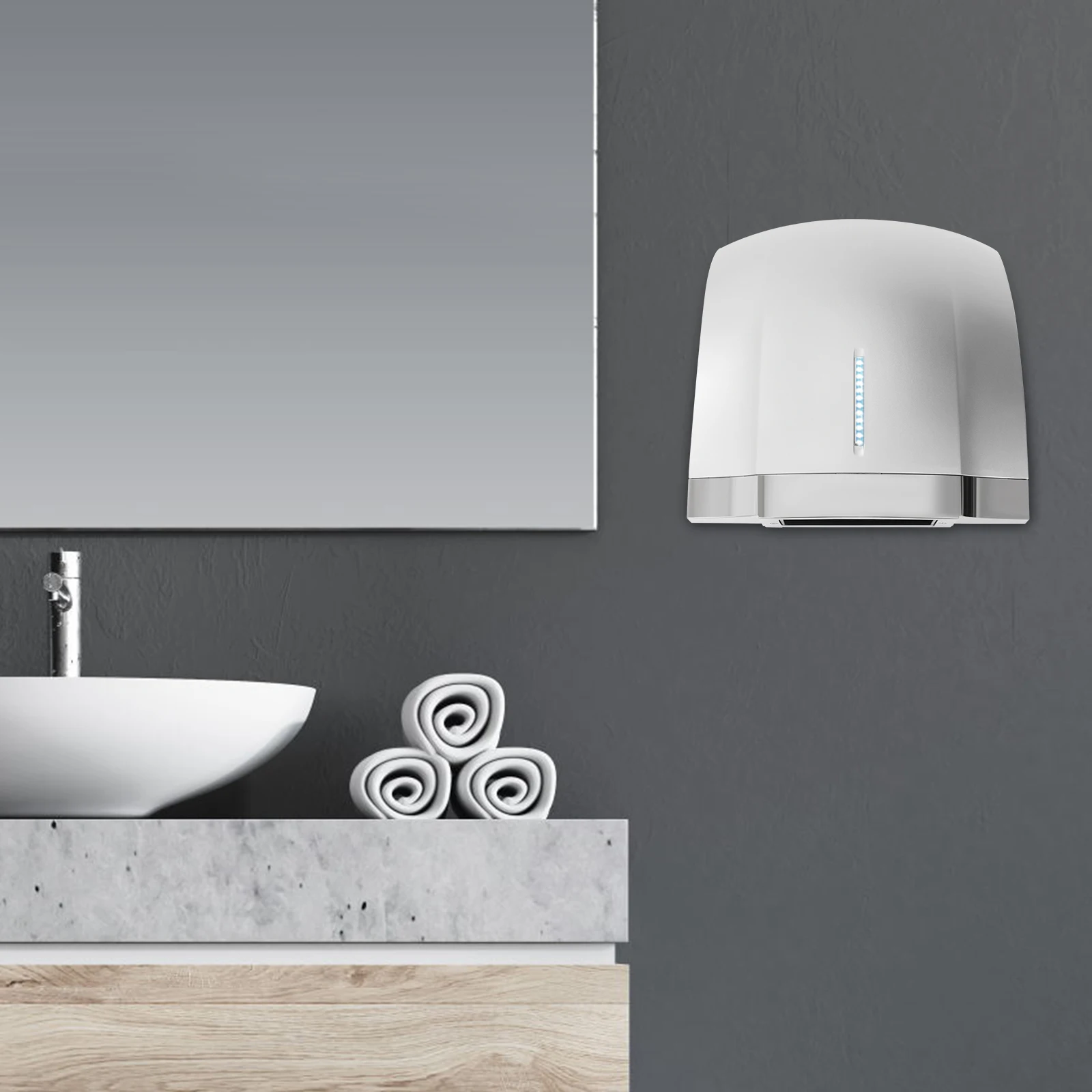 مجفف يدوي تجاري بقدرة 1800 وات بالهواء الساخن والبارد، مجفف يد كهربائي أوتوماتيكي مع مستشعر الأشعة تحت الحمراء للحمام، تجفيف سريع 12 ثانية #5