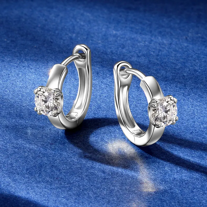 

Anziw 5mm 0.5CT D Moissanite Earrings Small Hoops for Women Real 925 Silver Clip Earrings 2025 Classic Daily Wear Fine Jewelry