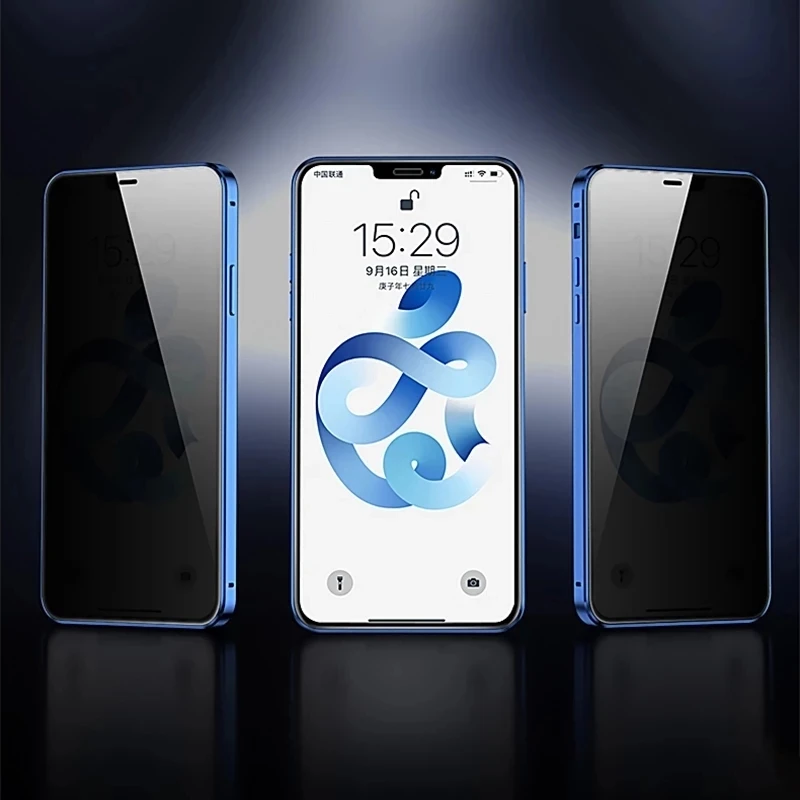 IPhone Anti peeping Double sided Glass Cover 15 14 13 12 11 Pro Max iPhone X XR XS Max 7 8 Plus SE2020 Metal Magnetic Phone Case