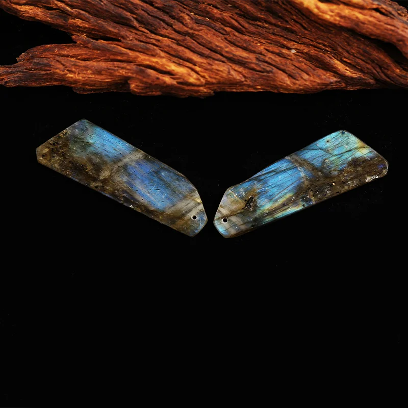 .B&F AAA+ Rated Artisan-Crafted Labradorite Pendants Beads, Genuine Natural stones beads, DIY Earring Beads