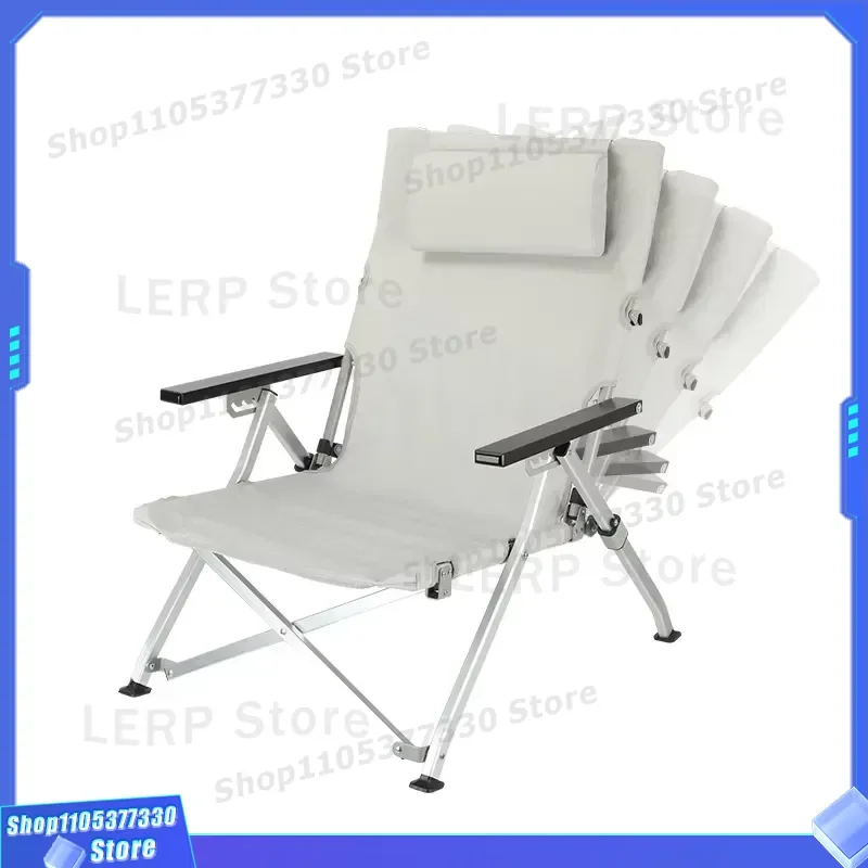 Lightweight Aluminum Folding Camping Chair with Removable Pillow Adjustable Backrest Comfortable Outdoor Furniture for Travel