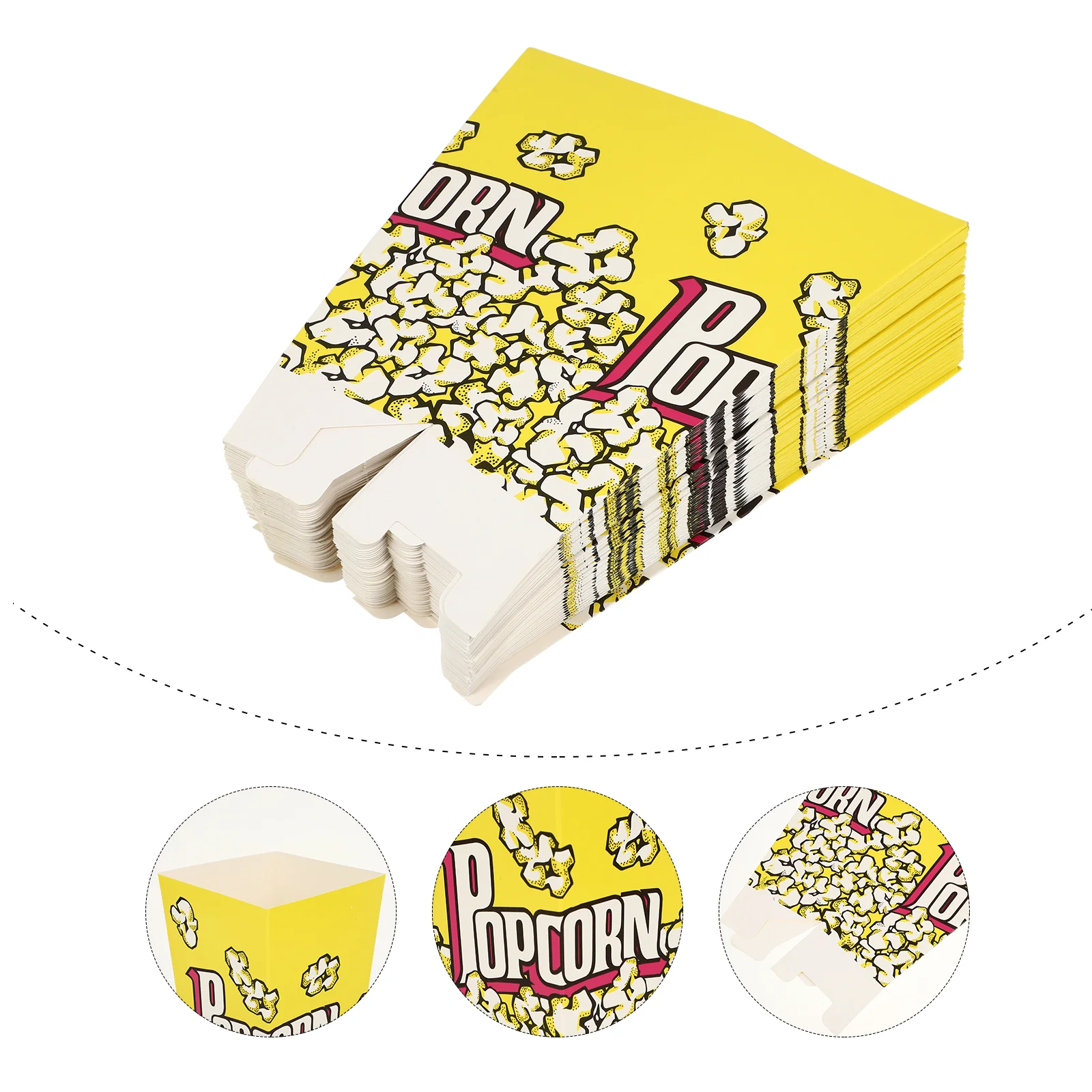 

100 Pcs Popcorn Cups Box Bucket Small Boxes Cassette Kernels Yellow Paper for Party