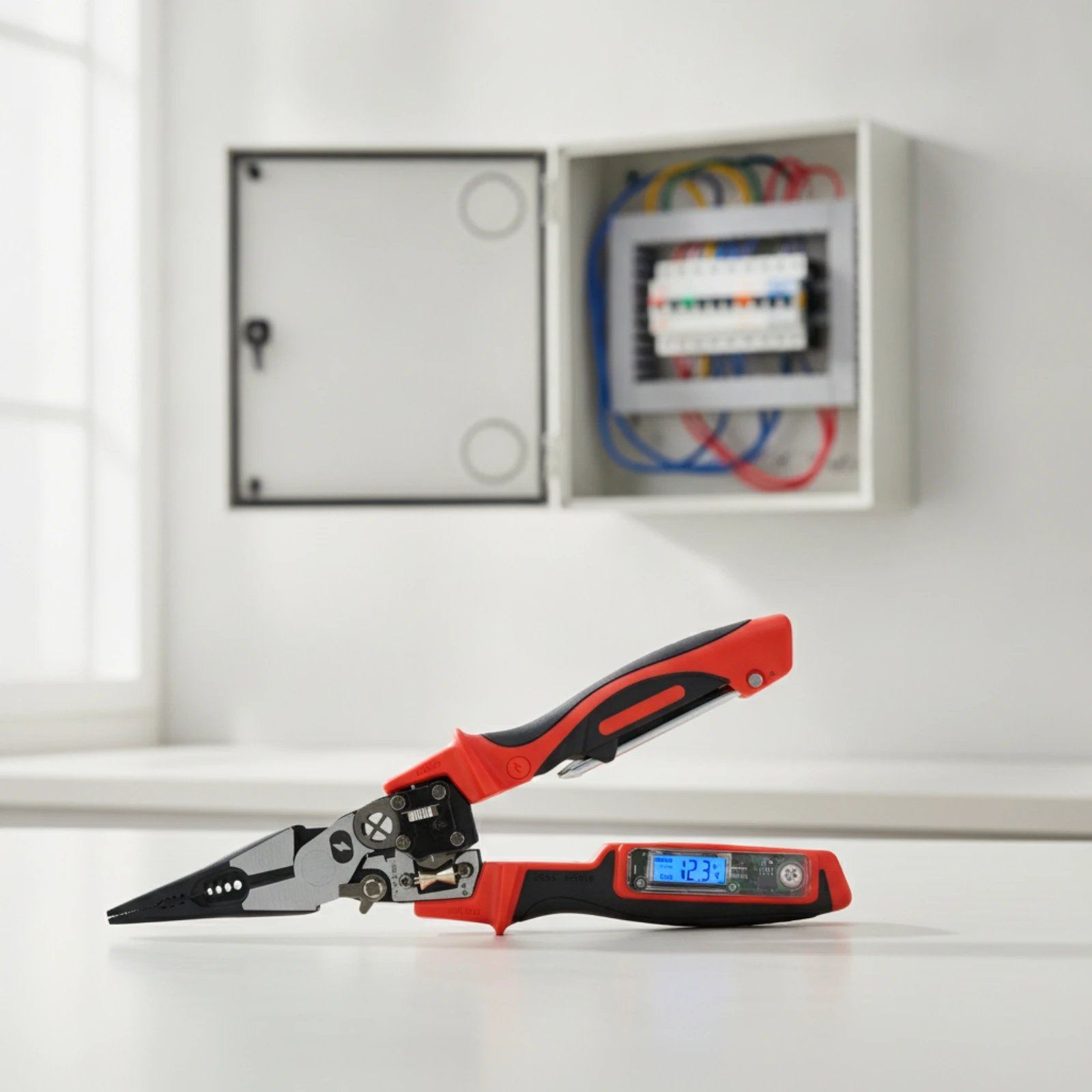 Electrical Pliers with Voltage Tester Digital Multifunction Wire Stripper Wire Stripper with Voltage Tester Long-Nose