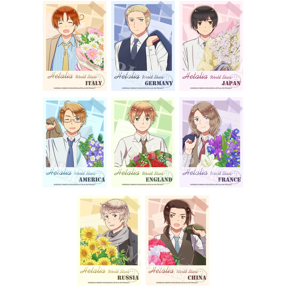 Hetalia World Stars Axis Powers Heroes Italië Duitsland Japan China Officiële autorisatie Flower Series Fotokaartjes Papier Set
