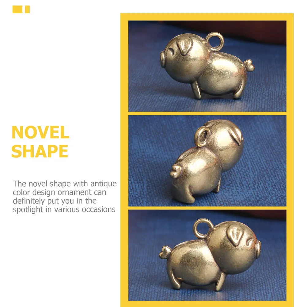 

2Pcs Brass Pig Shape DIY Keychain Pendant Vintage Charm Decorative Key Accessory Hanging Ornament Vintage Key Pendant