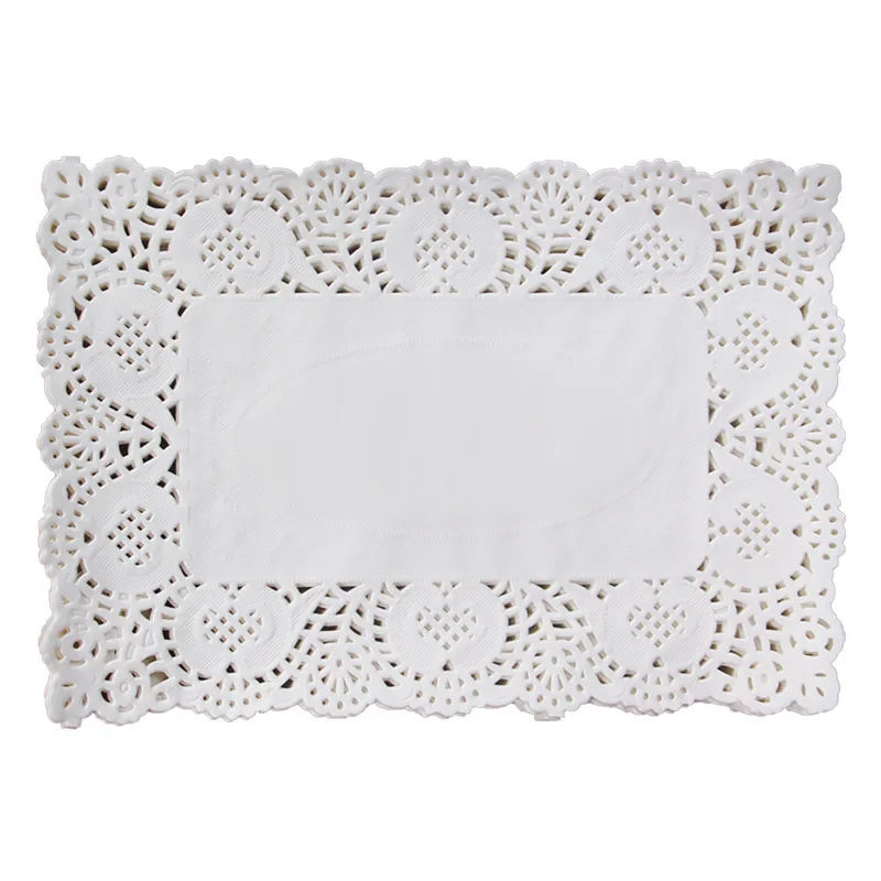 

280 PCS Rectangular Paper Doilies Placemats for Desserts Lace Cake Packaging Pads Wedding Tableware Decoration Wholesale XB