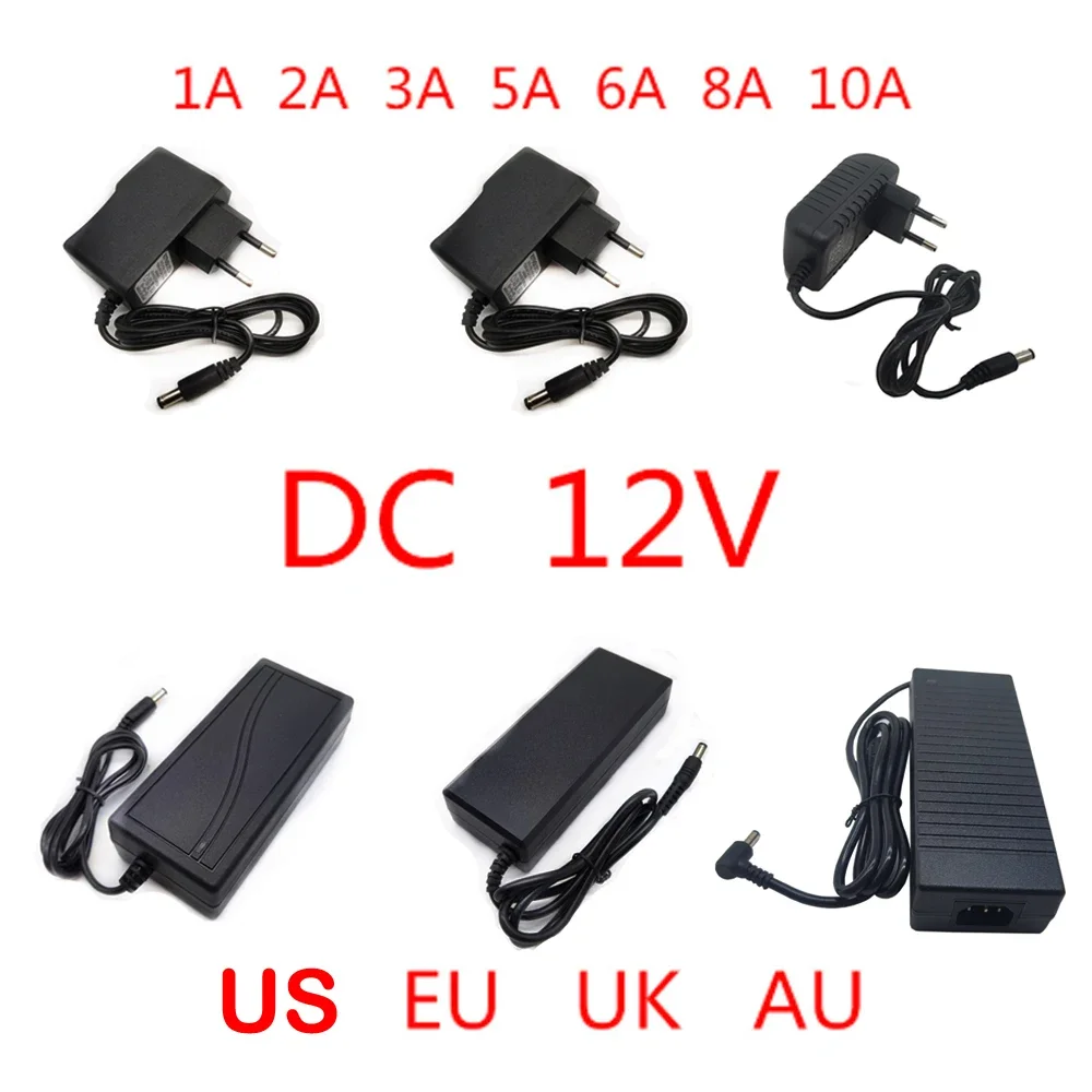 AC 100V-240V DC 12V 1A 2A 3A 5A 6A 8A 10A Power Supply Adapter 12 V Volt Lighting Transformer Converter For LED Strip Light CCTV