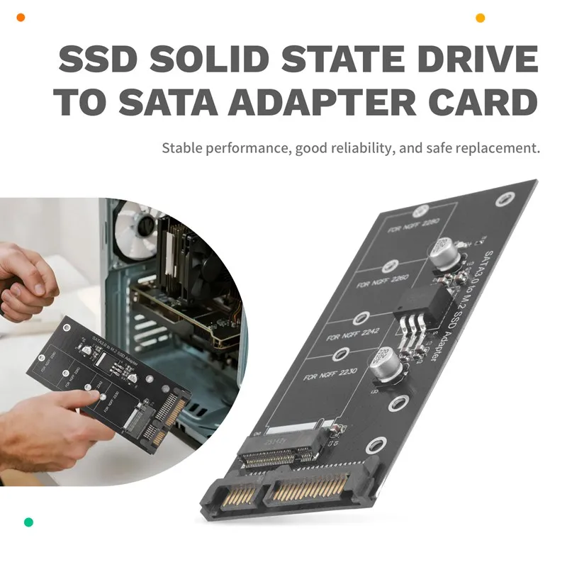 

Адаптер M.2 SATA, переходник M.2 на SATA, конвертер M.2 NGFF в SATA, карта SATA3 2.5 дюйма, ключ B для SSD M.2 2230-2280