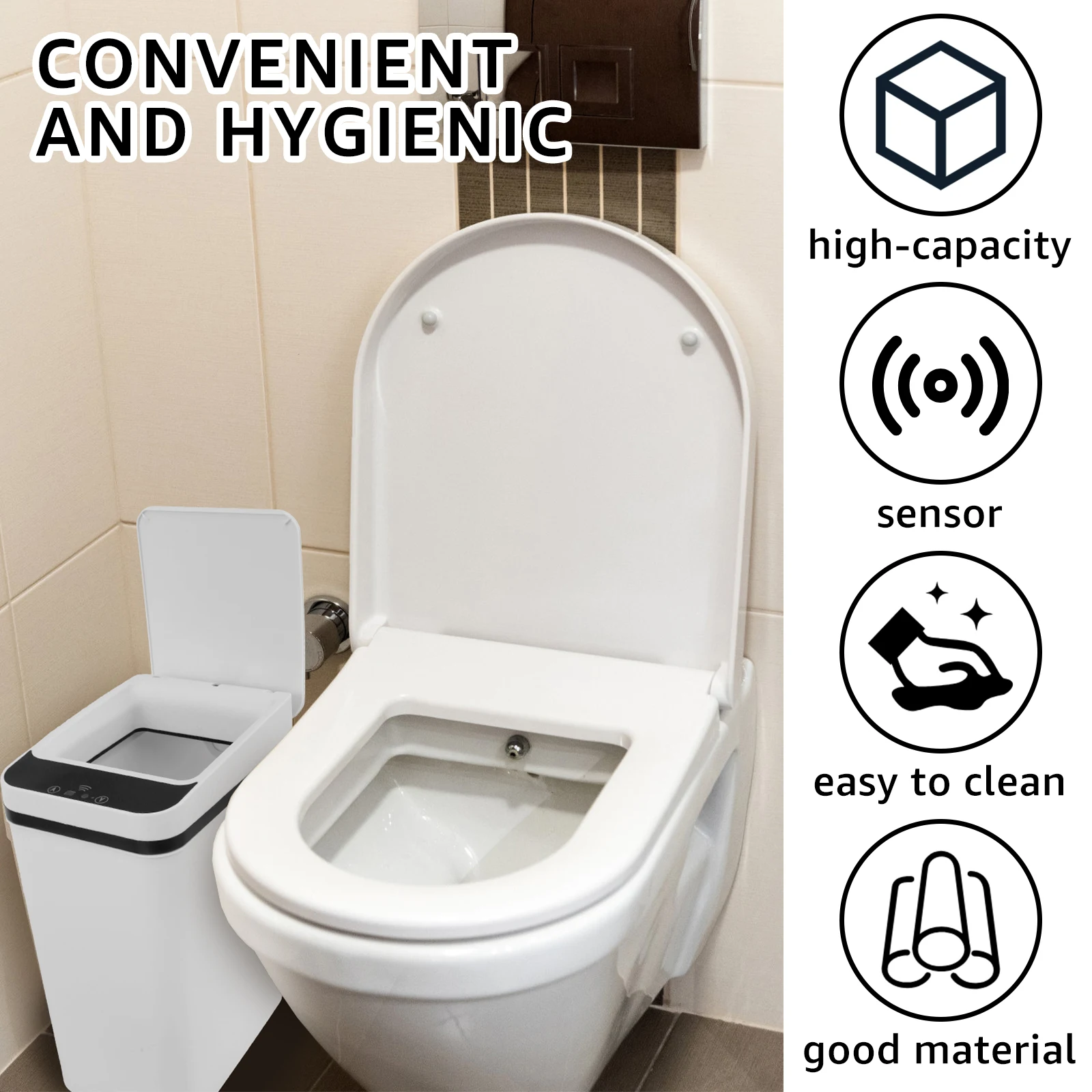 Smart Sensor Trash Can 12L Touchless Garbage Can Intelligent Electric Waterproof Toilet Bathroom Kitchen Plastic Trash Bin