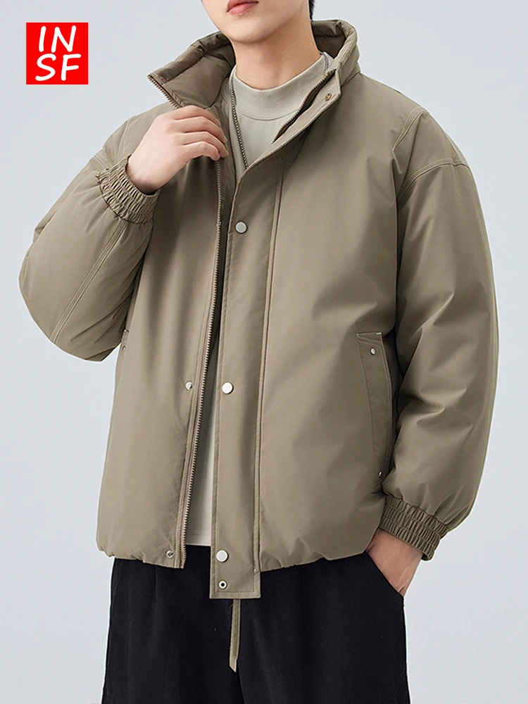 

Warm Thiened Cotton Jaet Stand Collar Casual Commute American Sle Polyester Filling Youth ular Winter Outerwear