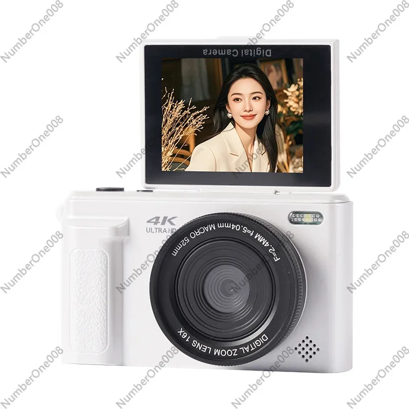 High Resolution CCD Digital Camera, Flip Screen Selfie with Macro Wide Angle Lens, Portable Travel Camera for Students