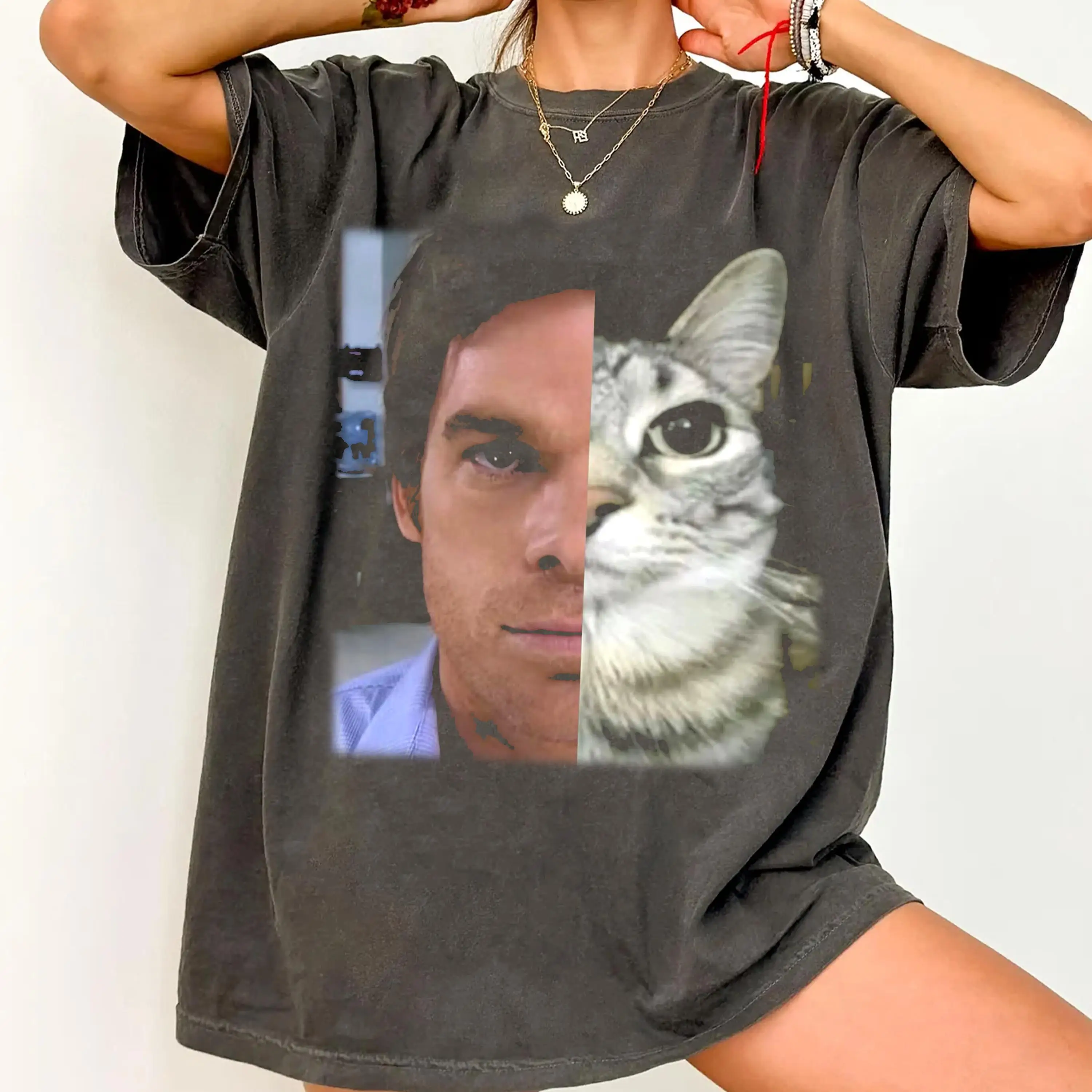 تي شيرت Comfort Colors Dexter Morgan، قطط ممتعة لكل من الرجال والنساء، تي شيرت من القطن الخالص ثقيل الوزن، أزياء الشارع اليومية #1