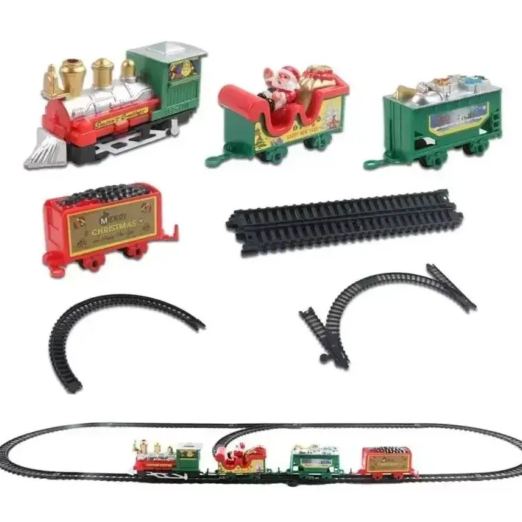 Weihnachts-Elektro-Zuggleis-Spielset mit Montageschienen, Urlaub, Kinderspielzeug, Geschenk, festliches batteriebetriebenes Lokomotiv-Set