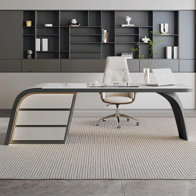 Designer Desktop Office Desk Hutch Storage Big Organizer White Computer Desks Drawers Luxury Mesa Para Computador Furniture - Image 5