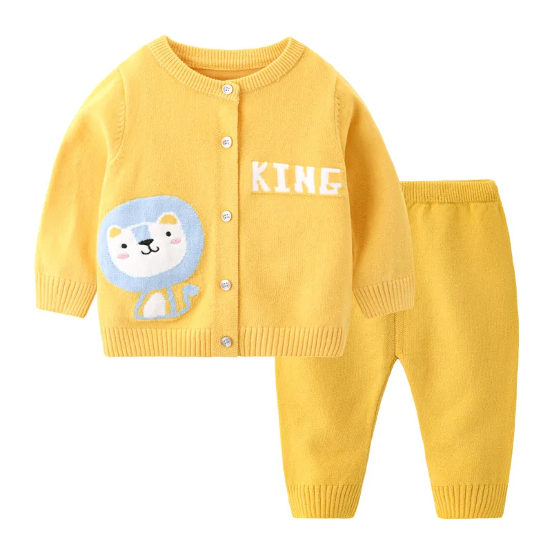 2Piece Set Spring Fall Girl Clothes Toddler Boy Outfits Korean Cartoon Letter Baby Cardigan Sweater Baby Luxury Clothing BC2471