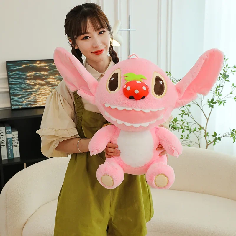 25/50cm Disney Strawberry Lilo and Stitch Plush Toys Pink Anime Plushie Pillow Stich Dolls Soft Stuffed Children's Birthday Gift