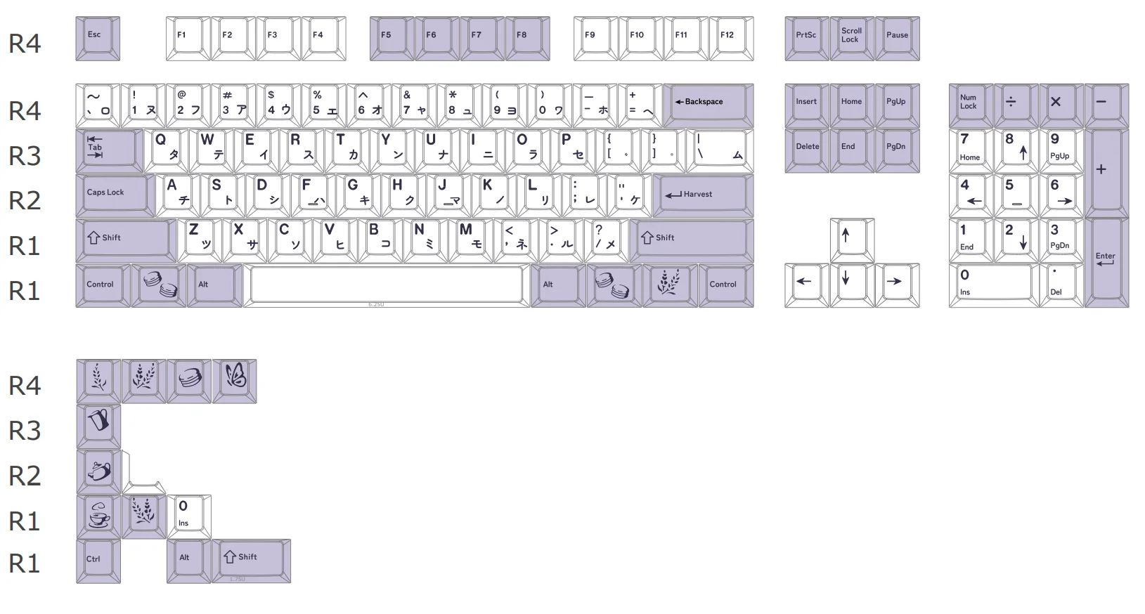 Imagem -06 - Personalizado Teclado Mecânico Keycap Grupo Pbt Cherry Sublimation Japonês Lavender Purple Gmk 116 Chaves