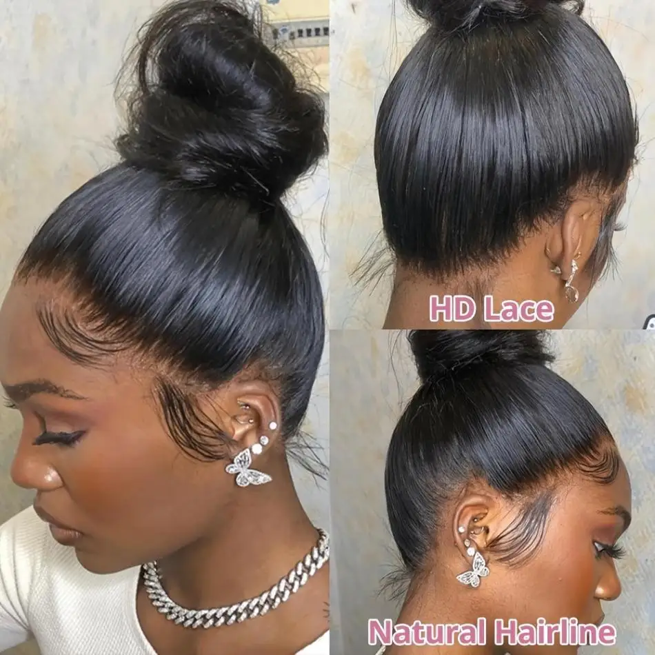 

Прямые парики из натуральных волос HD 360 Full Lace Front, предварительно выщипанные, с HD-кружевом, 36 дюймов, для женщин