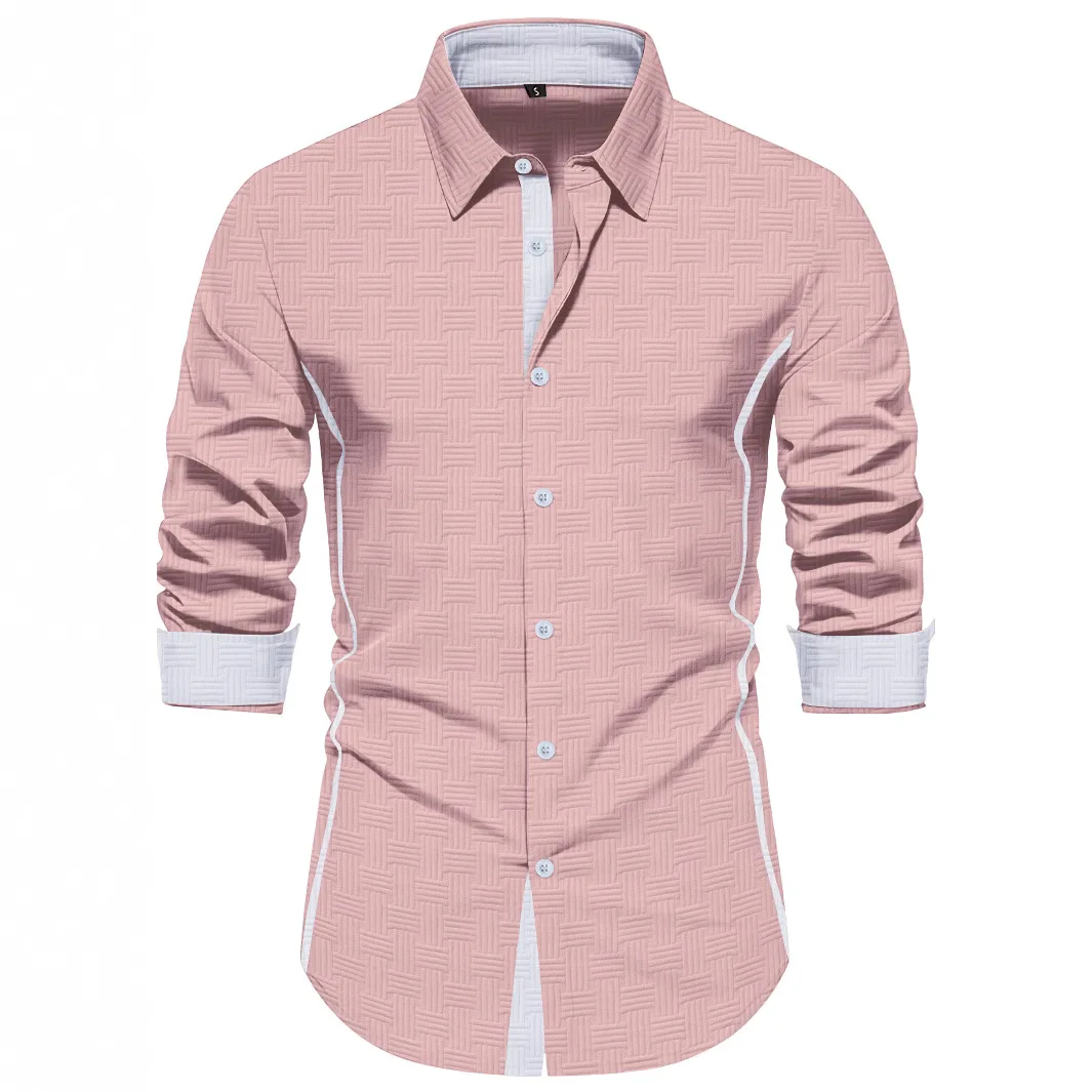 New spring and autumn Men\'s color Shirts business casual daily street outdoor travel lapel cardigan long-sleeved Tops