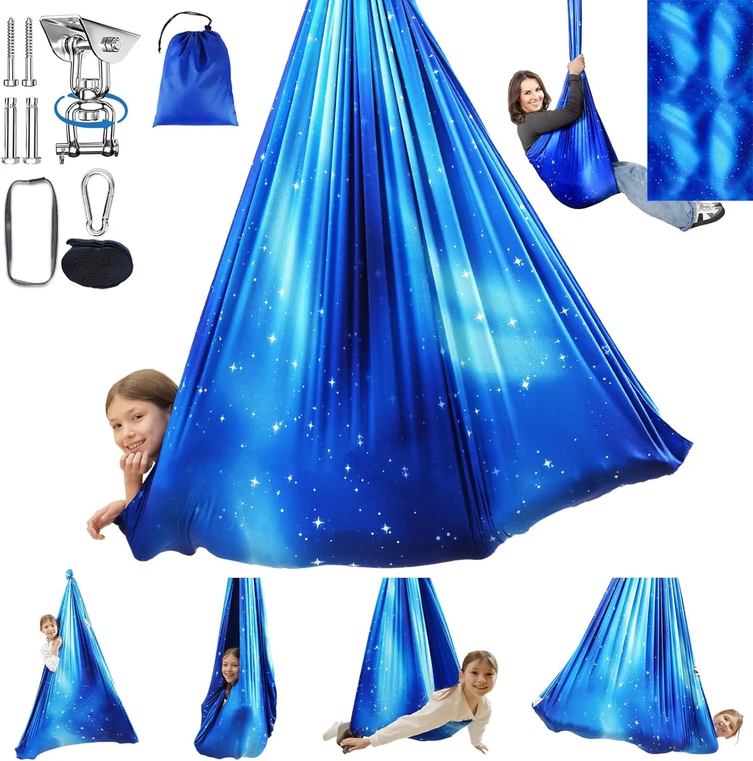 

Double Layer Therapy Cuddle Hammock Chair with 360 Swivel Hanger Kit for Indoor & Outdoor Use, Adjustable Swing for All Ages