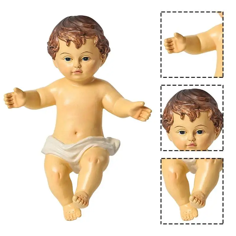 Baby Jesus Figurine Durable Christian Infant Jesus Statue Nativity Decoration Accessories For Church Christmas Home Shop Hotel