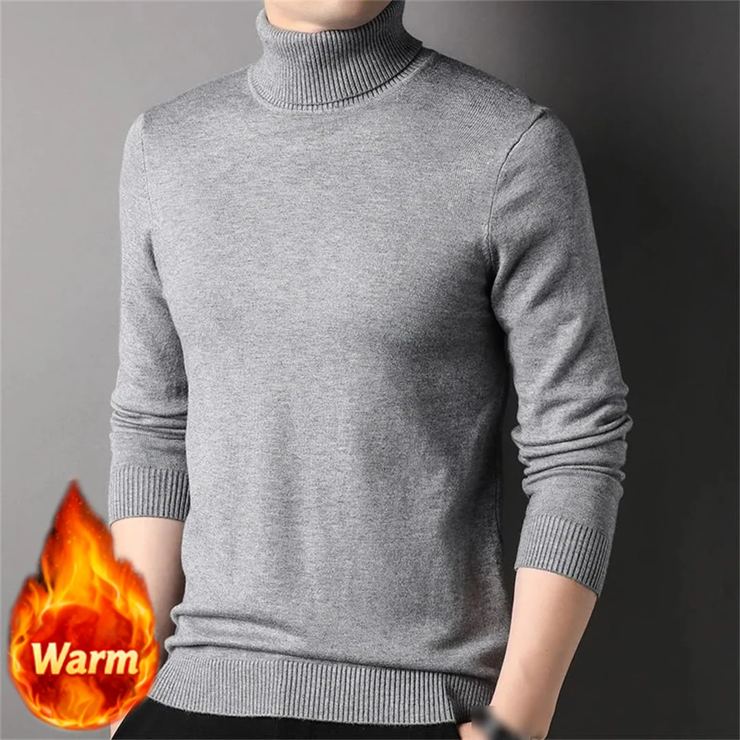 

Autumn and Winter Mens Turtleneck Solid Color Pullover Sweater Warm Bottoming Shirt Sweaters Warm Knitted Sweater Men Clothing