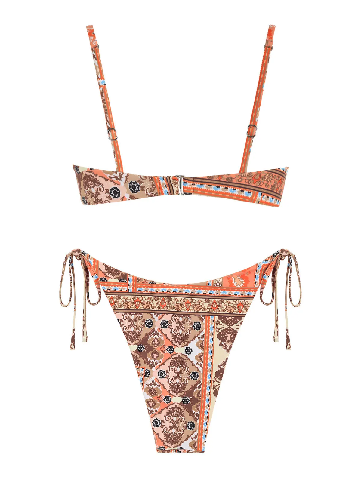 ZAFUL Ethnic Print Tie Side Monowire Bikini Swimwear