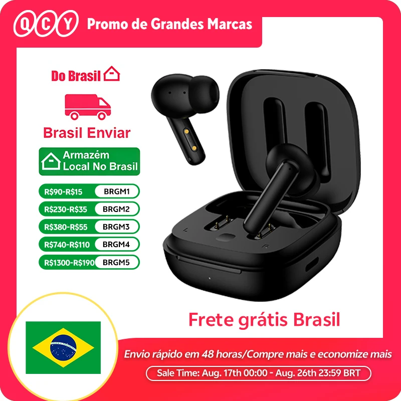 QCY-T13 ANC Fones De Ouvido Sem Fio, Bluetooth 5.3 TWS, ANC, Auscultadores De Cancelamento De Ruído, 4 Microfones ENC Headset, In-Ear, Handfree Earbuds