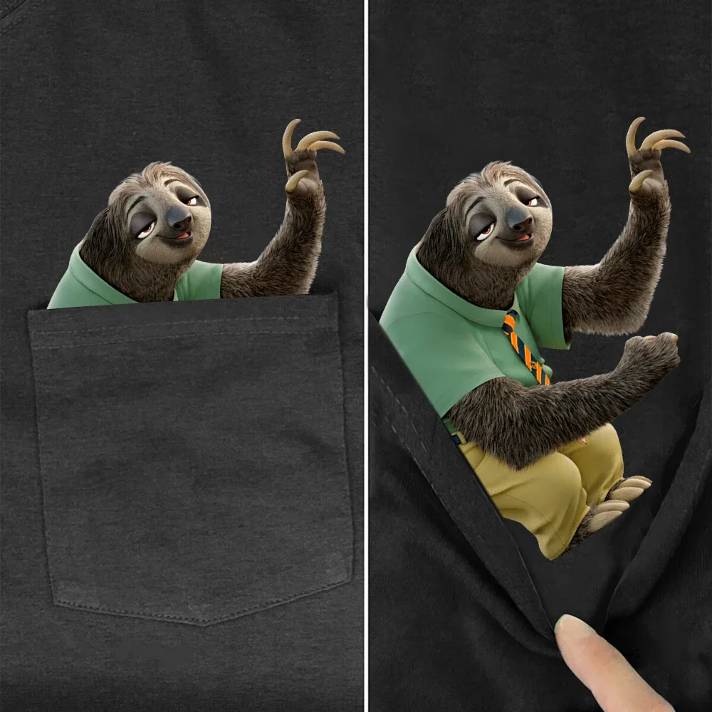 

CLOOCL New Fashion Animals Funny Sloth Pocket T-shirt Harajuku Men Women Summer Casual Cotton Tee Short Sleeve Shirts S-7XL