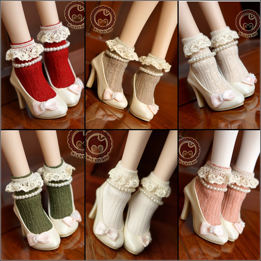 6 colors BJD Doll Socks 1/3 1/4 Mori Female Lace Socks DD MSD Japanese style Lady Cute Lace Socks Doll accessories