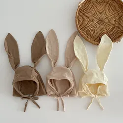 Weiche Baumwolle Baby Bunny Hut Mit Ohr Korea Stil Neugeborenen Kinder Beanie Kind Motorhaube Kappe Frühling Herbst Einstellbar Kind Kappen