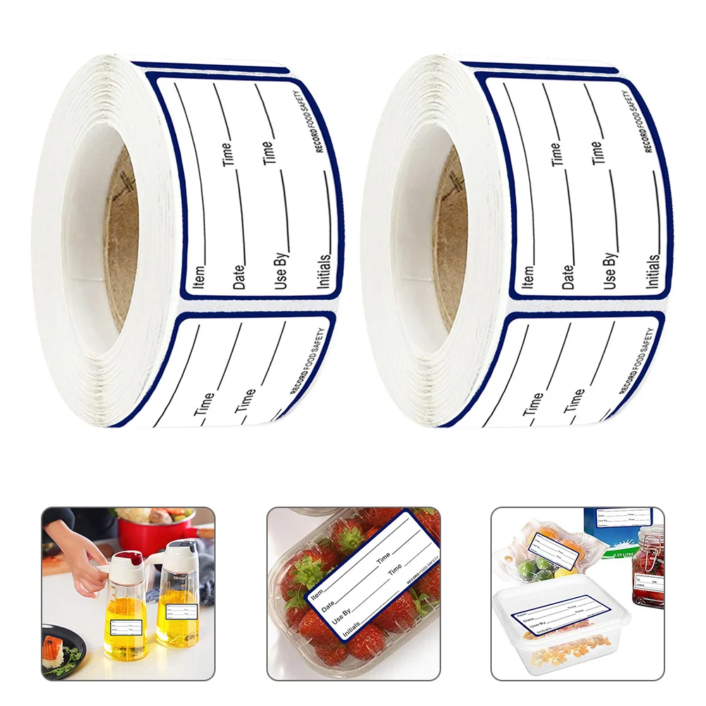 2 لفات من ملصقات تاريخ الطعام، ملصقات تخزين الفريزر، علامات لاصقة قابلة للكتابة لحلول تتبع البقالة في المطاعم المنزلية #6