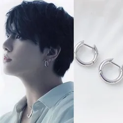 2022 KPOP New JK Same Style Frosted Circle Earrings with Letter Design INS Trend Retro Accessories KPOP Women's Jewelry Gift