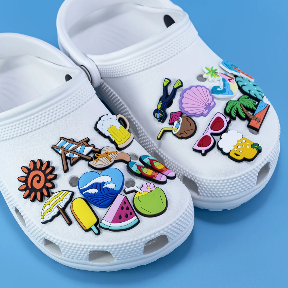 1/30 Stück Hawaii Schuh Charms Sonnenschein Meer Kaltes Bier Schuh Dekorationen Sonnenschirm Sonnenbrille Liege Sandalen Pins Zubehör – Detail 3