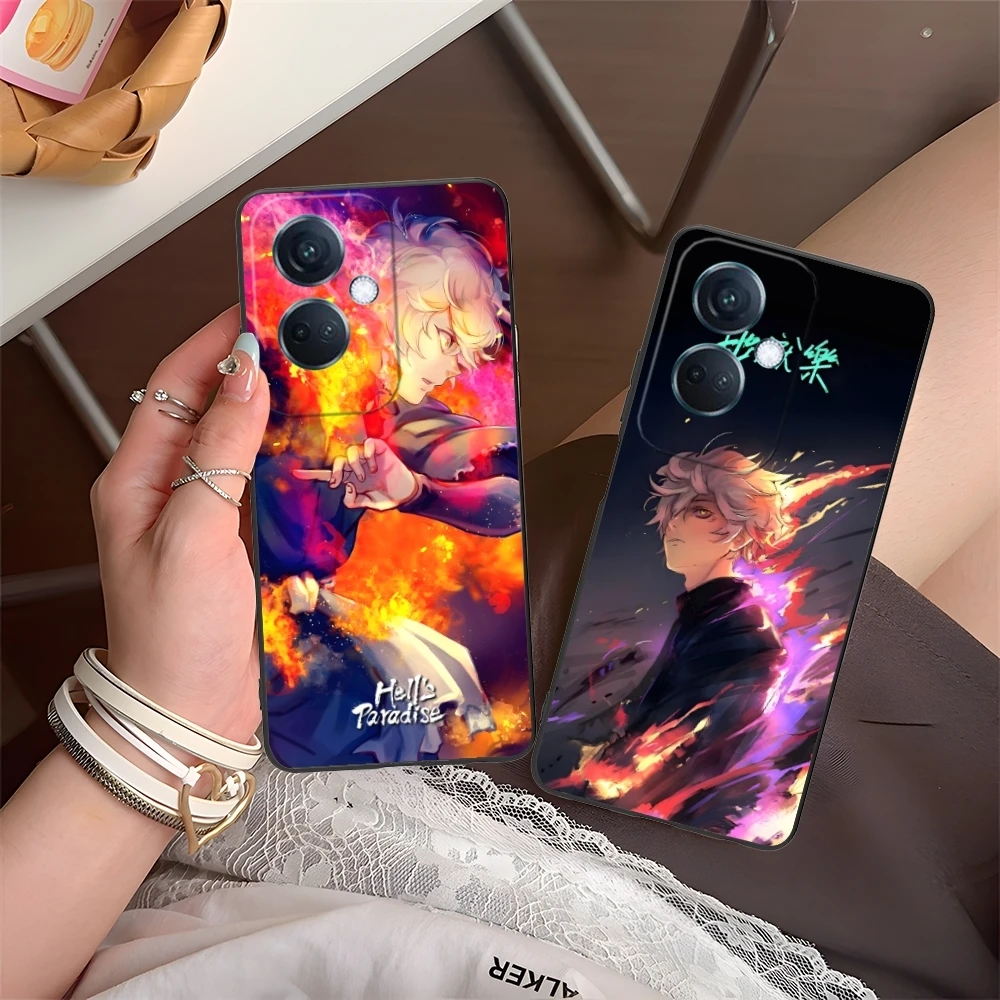 Jigokuraku Paradise Gabimaru Cell Phone Case for OPPO Find X5 X3 X2 A93 Reno 8 7 Pro A74 A72 A53 Black Soft Phone Cover Shell