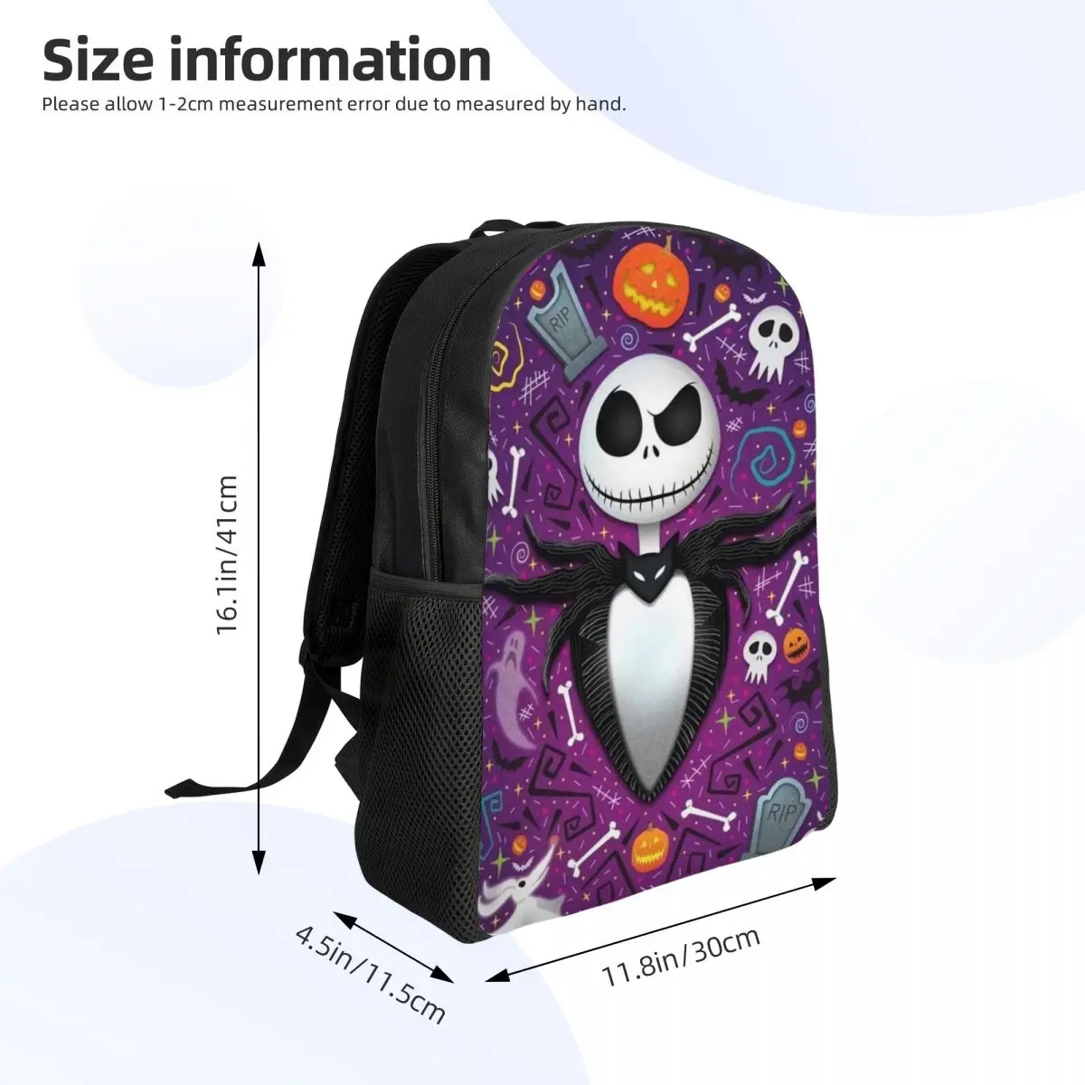 Custom Nightmare Before Christmas Laptop Backpack Men Women Basic Bookbag School College Students Jack Skellington Pumpkin Bag